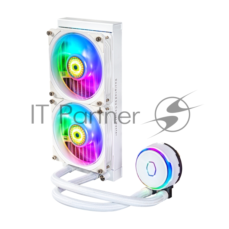 Жидкостная система охлаждения Cooler Master MasterLiquid PL240 Flux WHITE, LGA1700 PL240 Flux WHITE, 240 x 27mm wide radiator, 120mm ARGB Gen2 fan*2, Pump ARGB Gen 2 LED, LGA1700