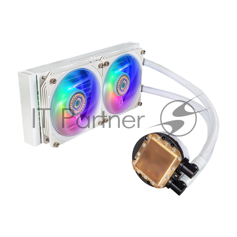 Жидкостная система охлаждения Cooler Master MasterLiquid PL240 Flux WHITE, LGA1700 PL240 Flux WHITE, 240 x 27mm wide radiator, 120mm ARGB Gen2 fan*2, Pump ARGB Gen 2 LED, LGA1700