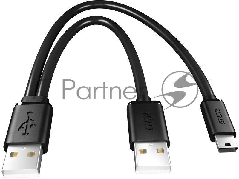 Кабель Greenconnect 0.5m USB 2.0, AM + mini 5P/AM, Y-образный, черный, 28/28 AWG