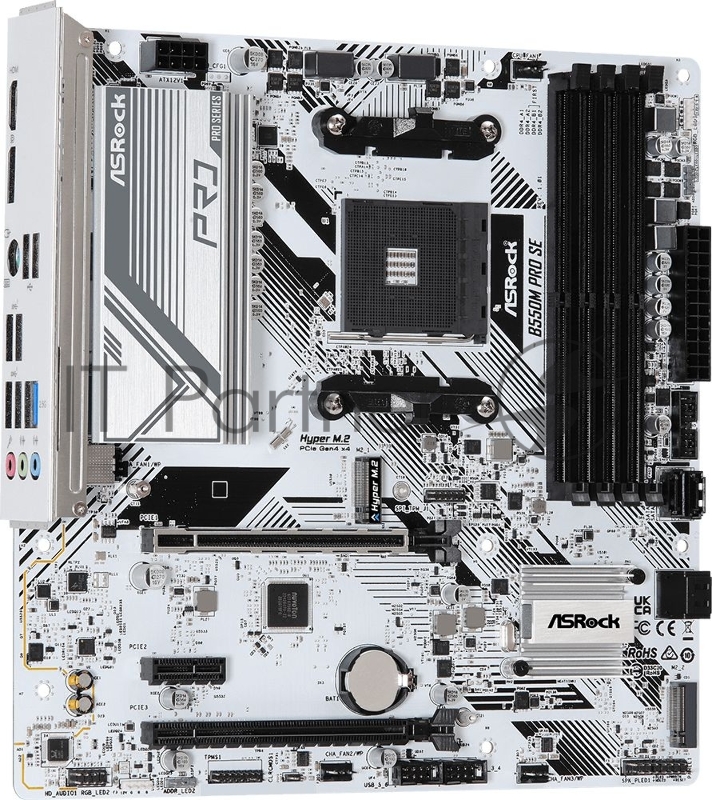 Материнская плата Asrock B550M Pro SE Soc-AM4 AMD PRO565 4xDDR4 mATX AC`97 8ch(7.1) 2.5Gg RAID+HDMI+DP