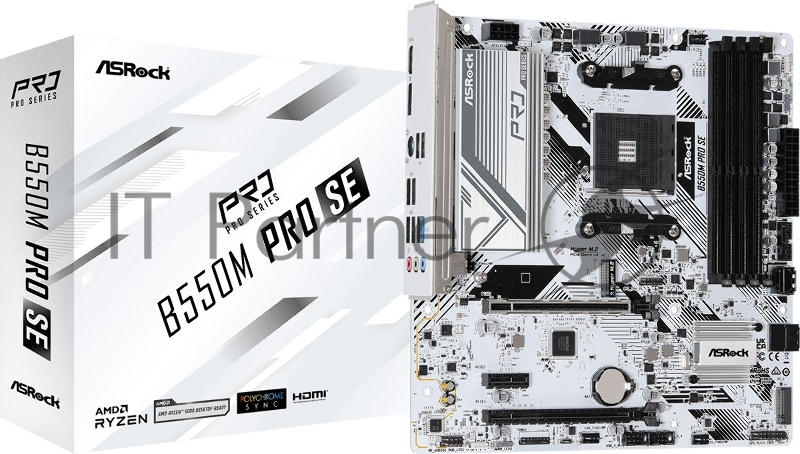 Материнская плата Asrock B550M Pro SE Soc-AM4 AMD PRO565 4xDDR4 mATX AC`97 8ch(7.1) 2.5Gg RAID+HDMI+DP