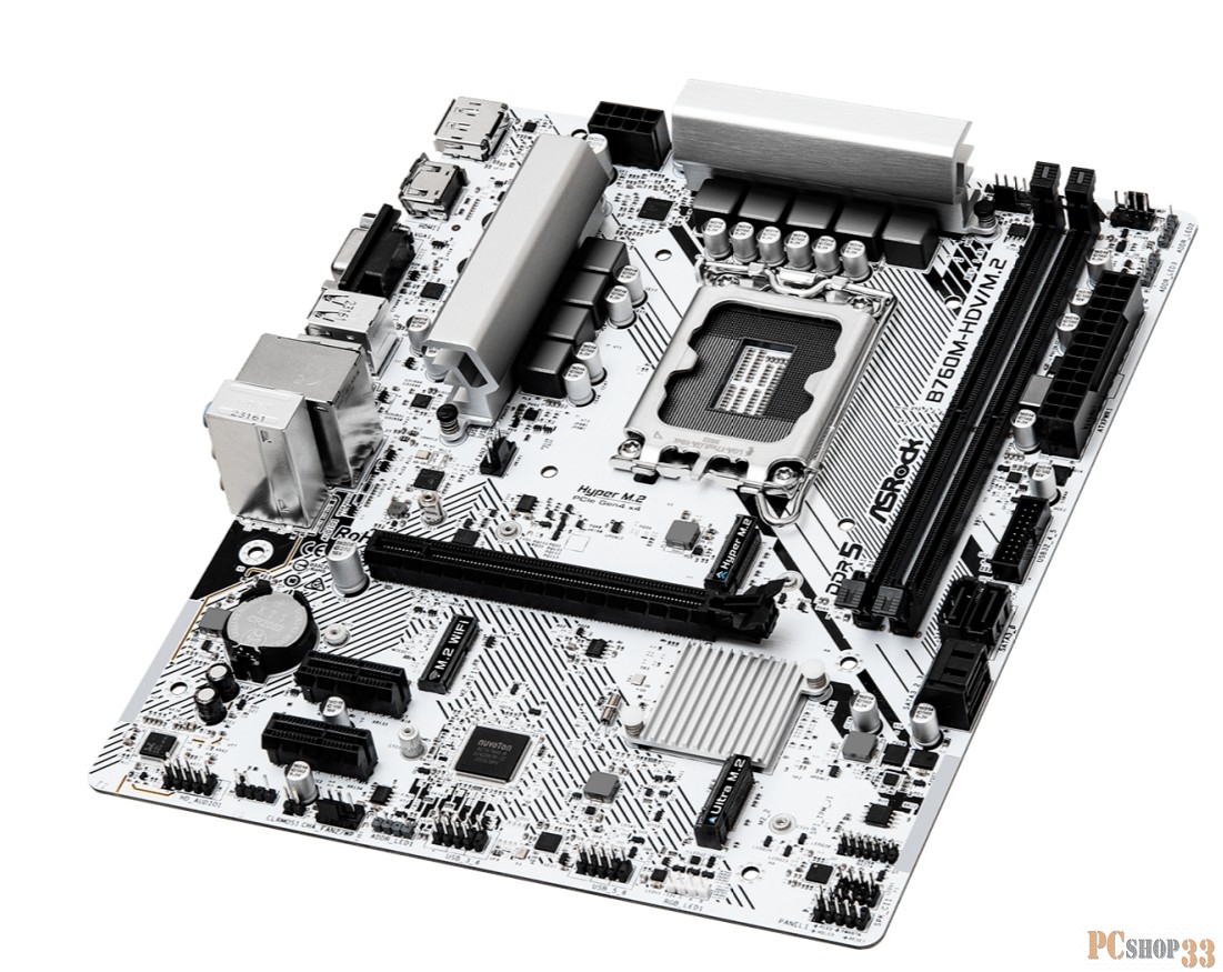 Материнская плата Asrock B760M-HDV/M.2 Soc-1700 Intel B760 2xDDR5 mATX AC`97 8ch(7.1) 2.5Gg RAID+VGA+HDMI+DP