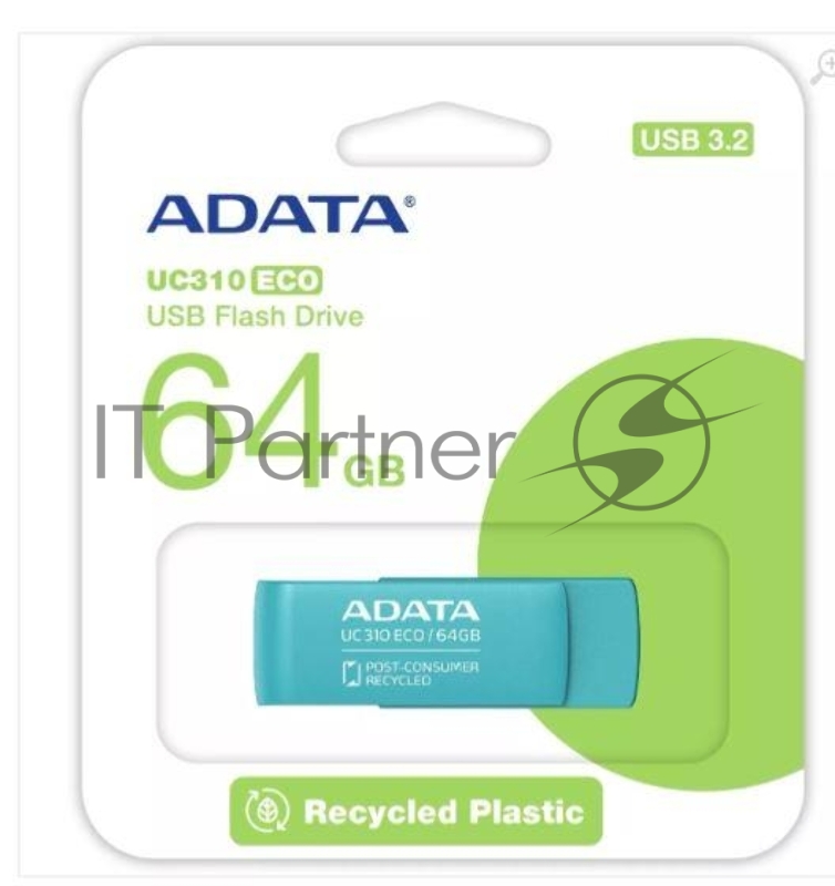 Флэш-накопитель ADATA USB3 64GB GREEN UC310E-64G-RGN