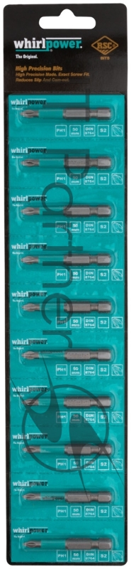 Биты 10 шт, сталь S2, с насечкой, Профи РН 1 х 50 мм
