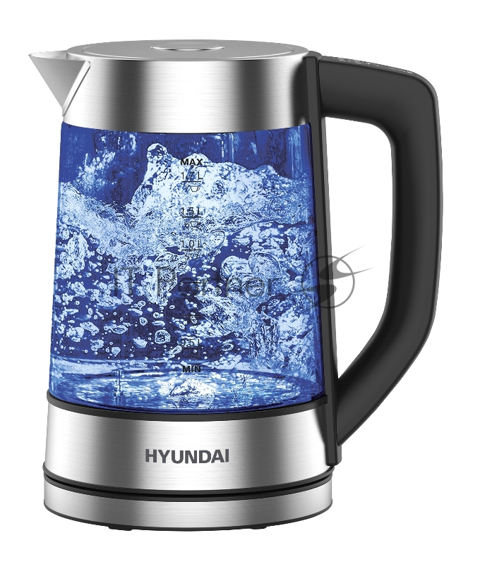 Чайник электрический Hyundai HYK-G7406 1.7л. 2200Вт черный/серебристый (корпус: стекло)