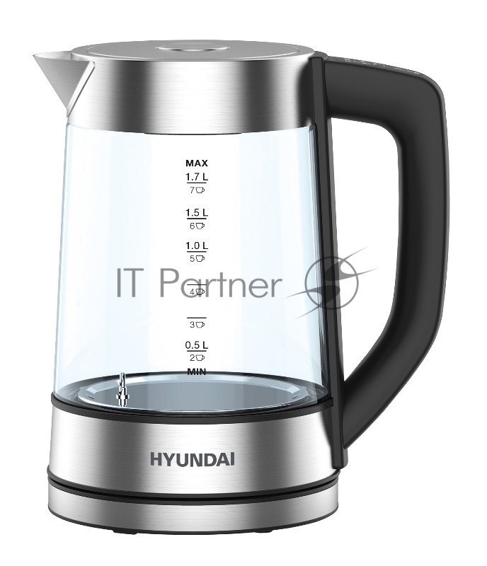 Чайник электрический Hyundai HYK-G7406 1.7л. 2200Вт черный/серебристый (корпус: стекло)