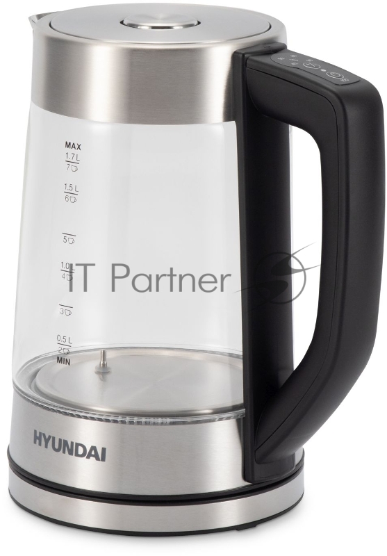 Чайник электрический Hyundai HYK-G7406 1.7л. 2200Вт черный/серебристый (корпус: стекло)
