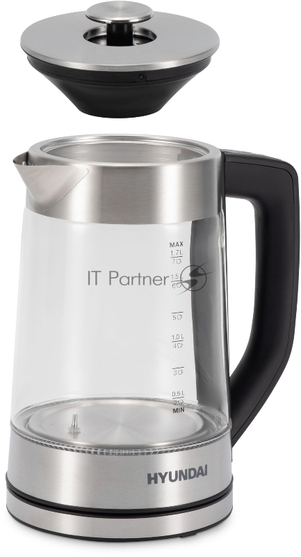 Чайник электрический Hyundai HYK-G7406 1.7л. 2200Вт черный/серебристый (корпус: стекло)