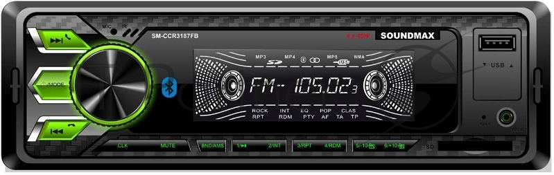Автомагнитола Soundmax SM-CCR3187FB 1DIN 4x45Вт (SM-CCR3187FB(ЧЕРНЫЙ)G)