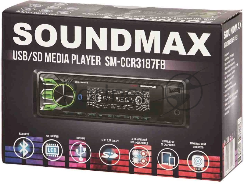 Автомагнитола Soundmax SM-CCR3187FB 1DIN 4x45Вт (SM-CCR3187FB(ЧЕРНЫЙ)G)