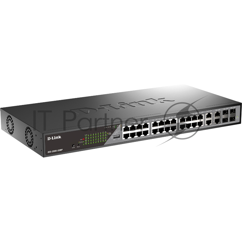 Сетевой коммутатор Smart L2 Surveillance Switch 24х1000Base-T PoE, 4xCombo 1000Base-T/SFP, PoE Budget 370W, Long-range PoE up to 250m
