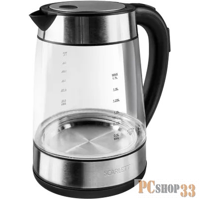 Чайник электрический Scarlett SC-EK27G41 1.7л. 2200Вт черный/серебристый (корпус: стекло)