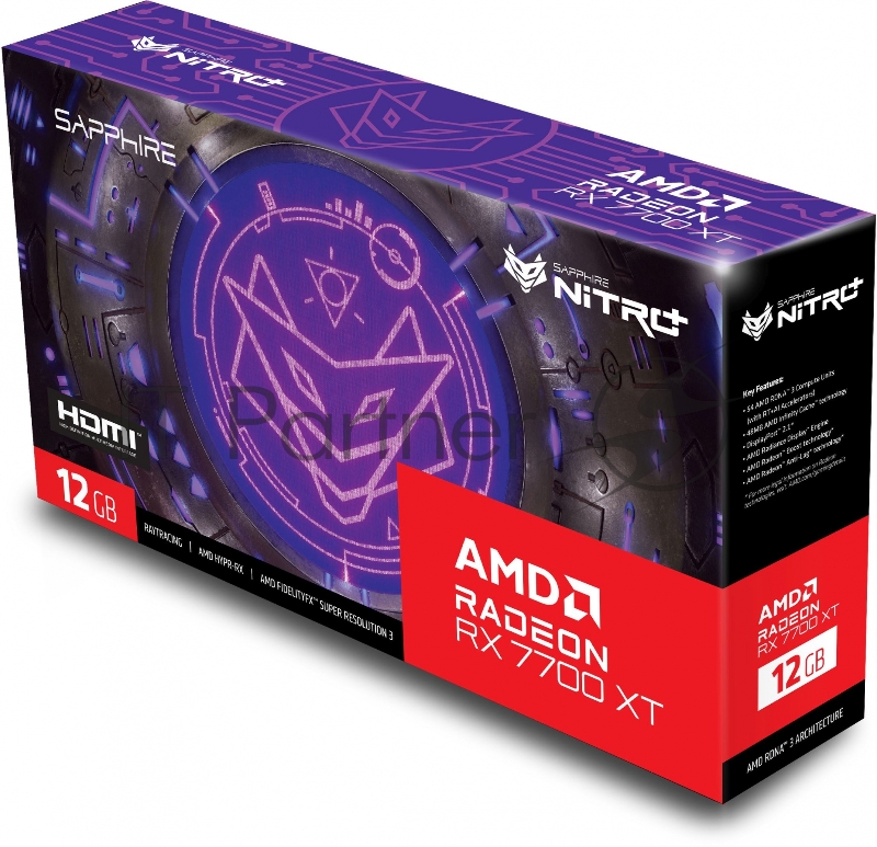 Видеокарта Sapphire PCI-E 4.0 11335-02-20G NITRO+ RX 7700 XT GAMING OC AMD Radeon RX 7700XT 12288Mb 192 GDDR6 2276/18000 HDMIx2 DPx2 HDCP Ret