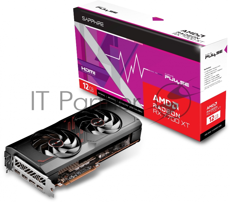 Видеокарта Sapphire PCI-E 4.0 11335-04-20G PULSE RX 7700 XT GAMING AMD Radeon RX 7700XT 12288Mb 192 GDDR6 2171/18000 HDMIx2 DPx2 HDCP Ret