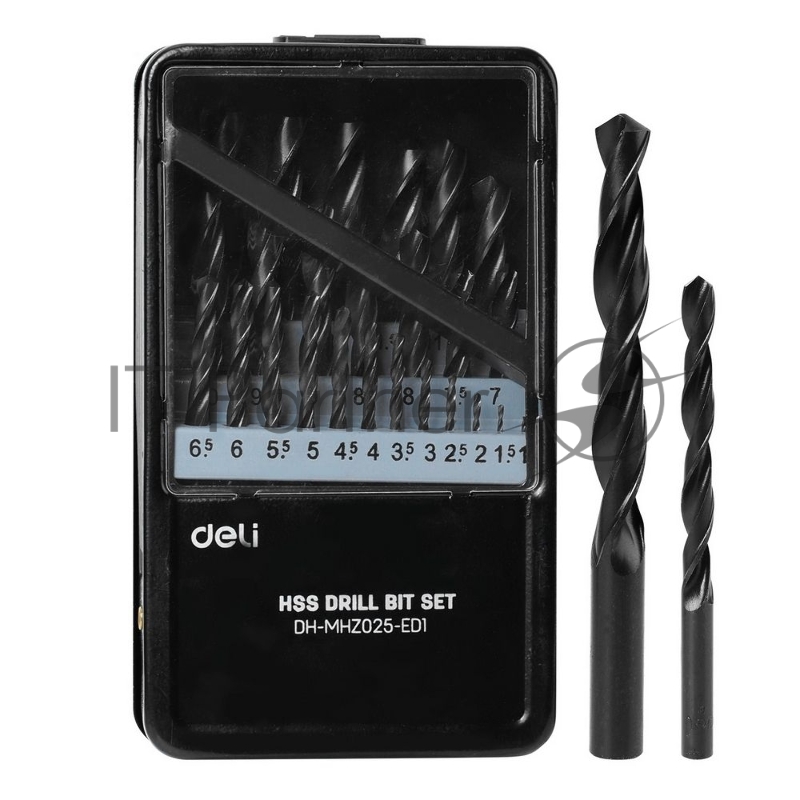 Набор сверл по металлу HSS (1-13мм, 25 шт) Deli DH-MHZ025-ED1 металлический кейс