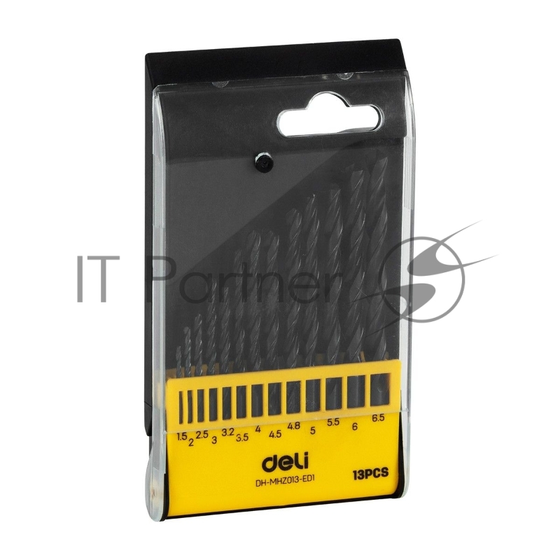 Набор сверл по металлу HSS (1,5-6,5мм, 13 шт) Deli DH-MHZ013-ED1 пластиковый кейс