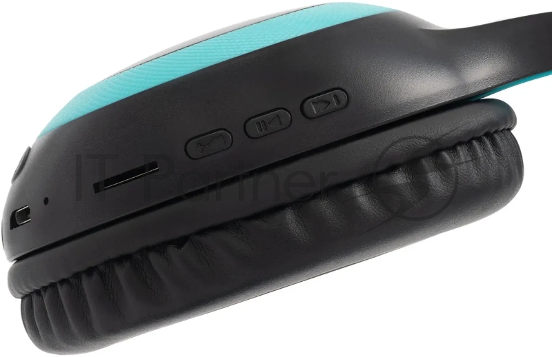 Гарнитура накладные Digma BT-15 черный/голубой беспроводные bluetooth оголовье (BT-15BLB)