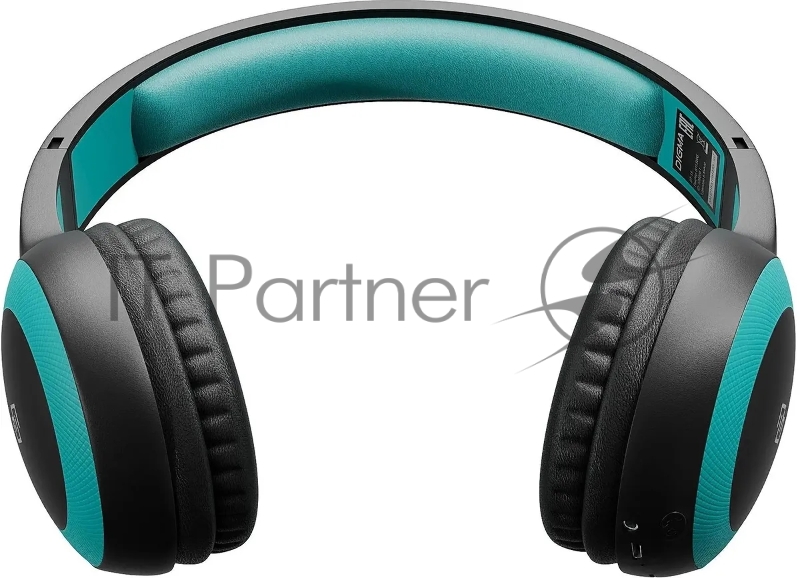 Гарнитура накладные Digma BT-15 черный/голубой беспроводные bluetooth оголовье (BT-15BLB)
