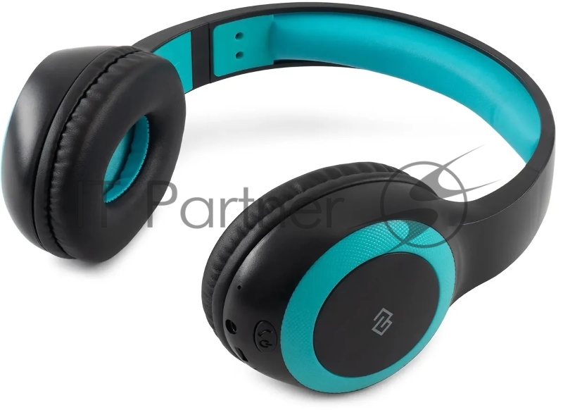 Гарнитура накладные Digma BT-15 черный/голубой беспроводные bluetooth оголовье (BT-15BLB)