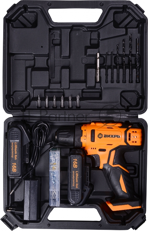 Дрель-шуруповерт Вихрь ДА-16Л-2КА аккум. патрон:быстрозажимной (кейс в комплекте) (72/14/49)