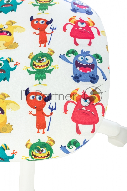 Кресло детское Бюрократ CH-W299 белый TW-15 сиденье мультиколор монстры сетка/ткань крестов. пластик