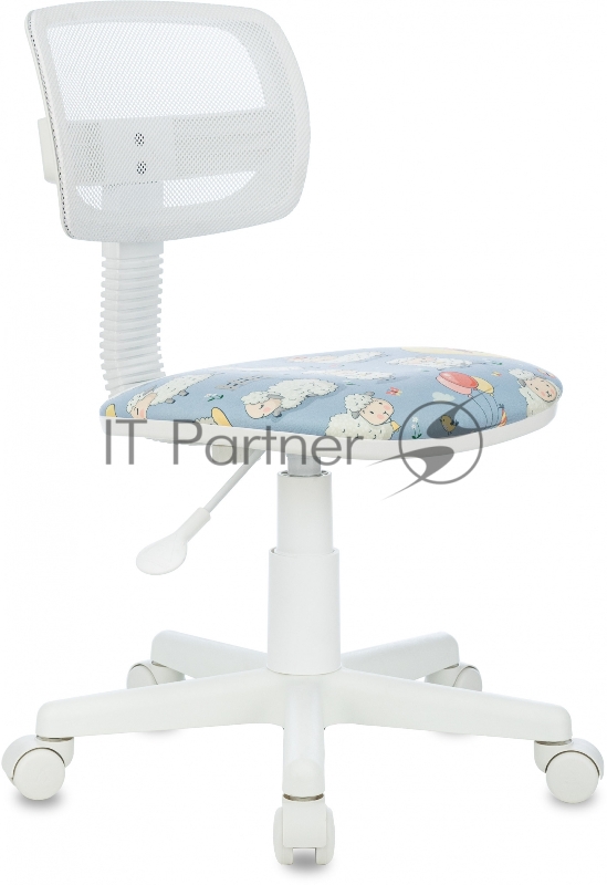 Кресло детское Бюрократ CH-W299 белый TW-15 сиденье мультиколор овечки сетка/ткань крестов. пластик пластик белый
