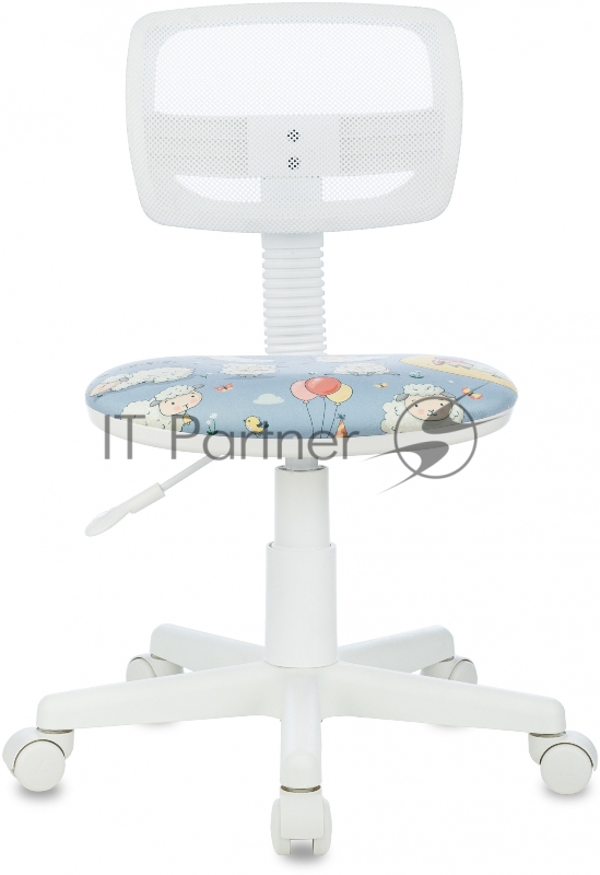 Кресло детское Бюрократ CH-W299 белый TW-15 сиденье мультиколор овечки сетка/ткань крестов. пластик пластик белый