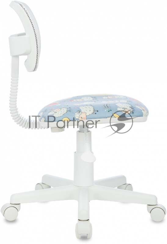 Кресло детское Бюрократ CH-W299 белый TW-15 сиденье мультиколор овечки сетка/ткань крестов. пластик пластик белый