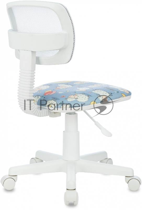 Кресло детское Бюрократ CH-W299 белый TW-15 сиденье мультиколор овечки сетка/ткань крестов. пластик пластик белый