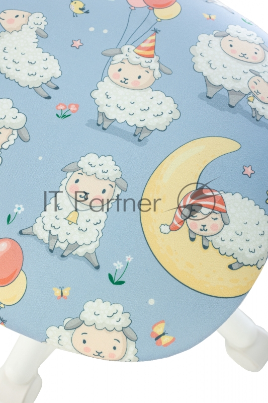 Кресло детское Бюрократ CH-W299 белый TW-15 сиденье мультиколор овечки сетка/ткань крестов. пластик пластик белый