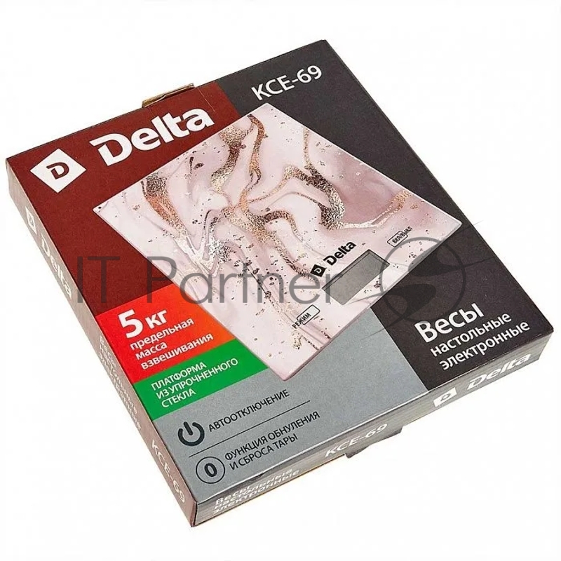 Весы настольные электронные DELTA KCE-69 Розовый камень : 5 кг, стекло (12)