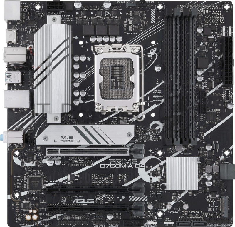 Материнская плата ASUS PRIME B760M-A D4-CSM, LGA1700, B760, 4*DDR4, HDMI+DP, 4xSATA3 + RAID, M2, Audio, Gb LAN, USB 3.2, USB 2.0, mATX 90MB1D00-M0EAYC
