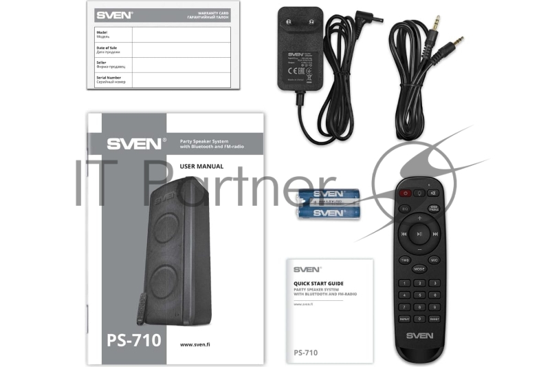 Портативная акустика SVEN АС PS-710, черный (100 Вт, TWS, Bluetooth, FM, USB, microSD, LED-дисплей, 4400мА*ч)