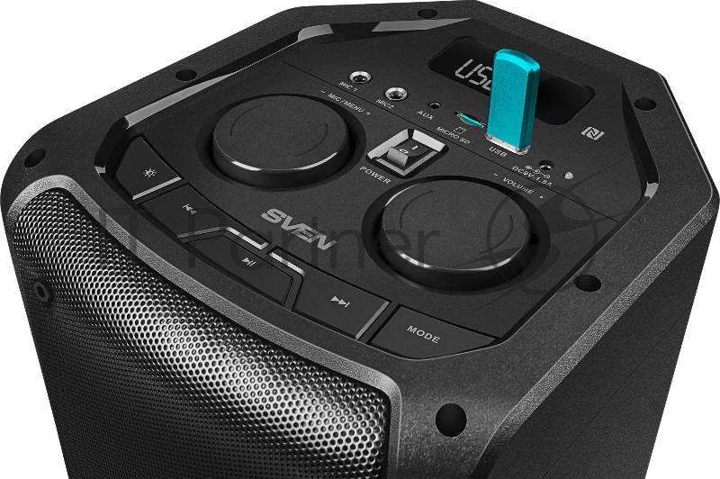 Портативная акустика SVEN АС PS-710, черный (100 Вт, TWS, Bluetooth, FM, USB, microSD, LED-дисплей, 4400мА*ч)