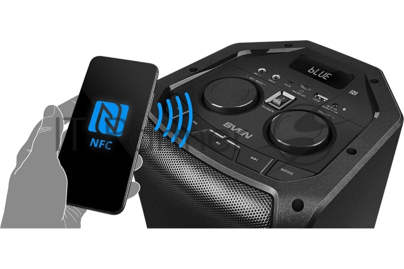 Портативная акустика SVEN АС PS-710, черный (100 Вт, TWS, Bluetooth, FM, USB, microSD, LED-дисплей, 4400мА*ч)