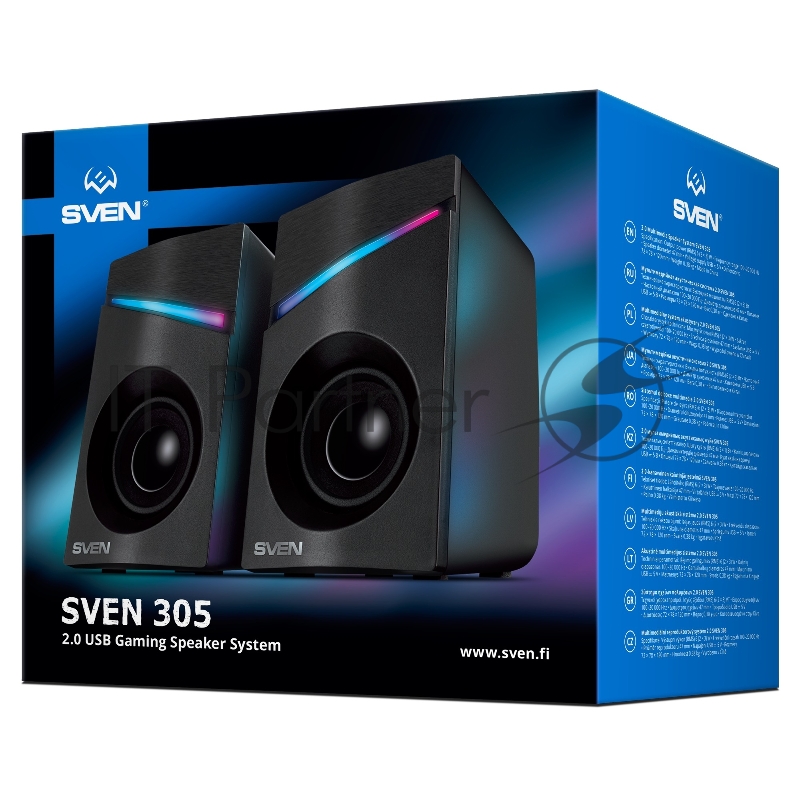 Колонки SVEN АС SVEN 305, черный (6 Вт, питание USB, подсветка)
