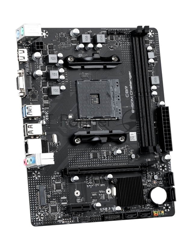 Материнская плата CBR B450M Challenger {Socket AM4, 2*DDR4, mATX, VGA+HDMI, 1*PCIEx16/1*PCIEx1/1*M.2, 4*SATA3, 4*USB2+4*USB3, Glan}