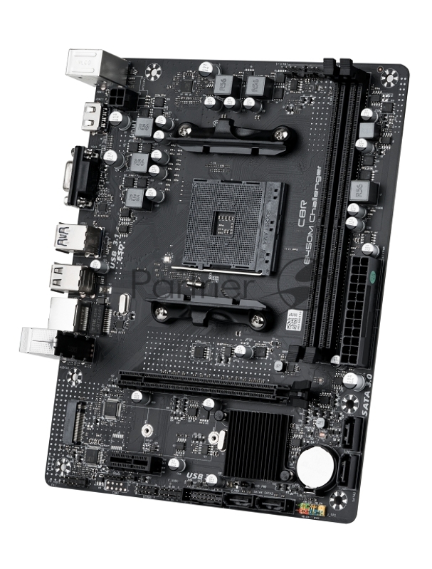 Материнская плата CBR B450M Challenger {Socket AM4, 2*DDR4, mATX, VGA+HDMI, 1*PCIEx16/1*PCIEx1/1*M.2, 4*SATA3, 4*USB2+4*USB3, Glan}