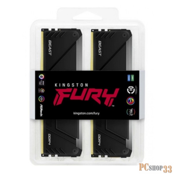 Память оперативная Kingston 64GB 3200MHz DDR4 CL16 DIMM (Kit of 4) 1Gx8 FURY Beast RGB