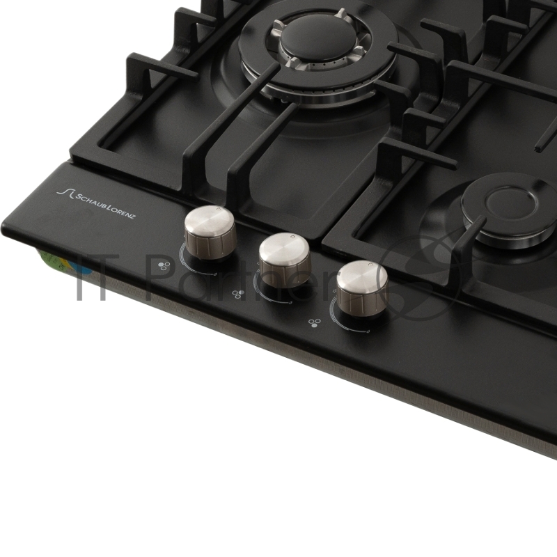 Газовая варочная поверхность металл, Ширина 45 см, 3 газовые конфорки, 1 экономичная конфорка (0,9 кВт), 1 стандартная конфорка (1,7 кВт), 1 ВОК конфорка(3,5 кВт), Автоподжиг, Чугунные решетки, Жиклёры для баллонного газа, Газ-контроль, Цвет: чёрный