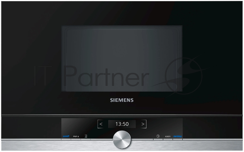 Встраиваемая микроволновая печь SIEMENS 900Вт, 5 режимов , 21 л,петли справа, черный/сталь