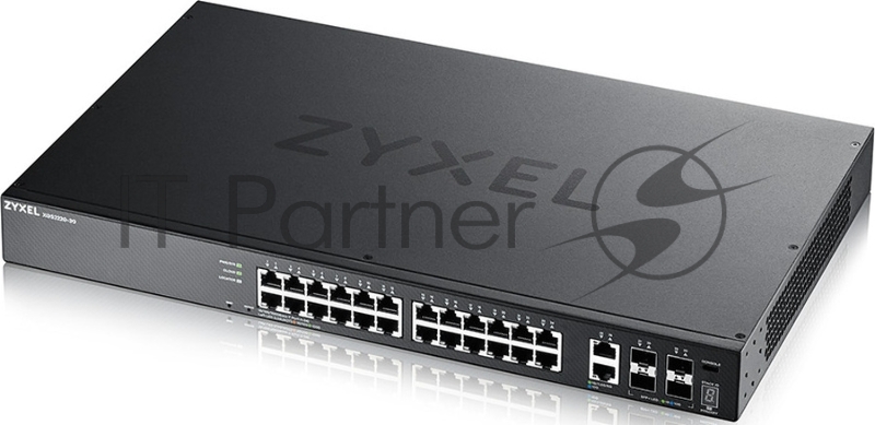Коммутатор Zyxel XGS2220-30 L3 Access switch , rack 19, 24xRJ-45: 1G, 2xRJ-45: 1/2.5/5/10G, 4xSFP+, standalone/cloud management