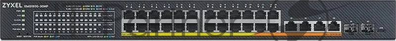 Коммутатор Hybrid Smart L2+ Switch Zyxel NebulaFlex XMG1930-30HP, rack 19, 24xRJ-45: 1/2.5G PoE+ (4 of them PoE++), 4xRJ-45: 1/2.5/5/10G PoE++, 2xSFP+, 700W PoE budget, offline/cloud management