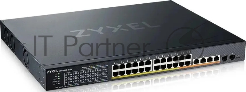 Коммутатор Hybrid Smart L2+ Switch Zyxel NebulaFlex XMG1930-30HP, rack 19, 24xRJ-45: 1/2.5G PoE+ (4 of them PoE++), 4xRJ-45: 1/2.5/5/10G PoE++, 2xSFP+, 700W PoE budget, offline/cloud management