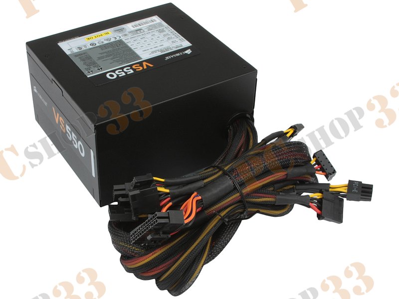 Блок питания 550Вт Corsair VS550 CP-9020097-EU ATX12V V2.3 (20/24+4/8+6/8pin, вентилятор d120мм) + кабель питания EURO (1.5м)