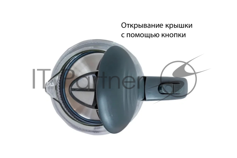 Чайник стеклянный ECO-1739KE, Дисковый нагревательный элемент, Емкость 1,7 литра, Мощность 2200 Вт, LED Подсветка, Фильтр от накипи, Автоматическое отключение при закипании, Защита от включения без воды, Цвет корпуса: графит