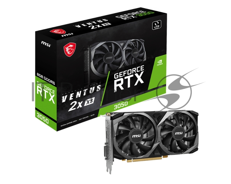 Видеокарта MSI RTX3050 VENTUS 2X XS 8GB GDDR6 128-bit DP HDMI DL-DVI-D 2FAN RTL