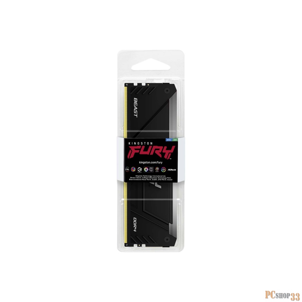 Оперативная память Kingston 32GB DDR4 3600MHz DIMM FURY Beast Black RGB XMP KF436C18BB2A/32 CL18, 1.35V 288-pin Non-ECC