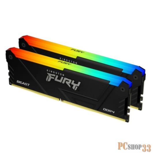 Оперативная память Kingston 16GB DDR4 2666MHz DIMM FURY Beast Black RGB PnP KF426C16BB2AK2/16 kit 2x8Gb, CL16, 288-pin Non-ECC