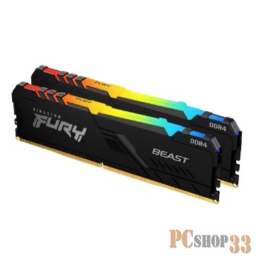 Оперативная память Kingston 16GB DDR4 3200MHz DIMM FURY Beast Black RGB XMP KF432C16BB2AK2/16 kit 2x8Gb, CL16, 1.35V 288-pin Non-ECC